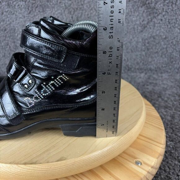 Baldinini Patent Leather Ankle Boots Women 6 / 36 Black Square Toe Made in Italy - Picture 6 of 10